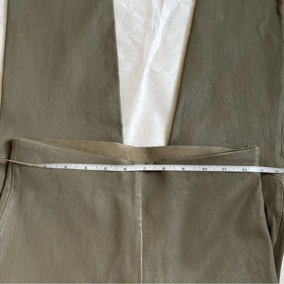 H&M Khaki Green Sage 100% Genuine Leather Leggings Pants Sz US 6 Eu 38 RRP $329 - Picture 9 of 13